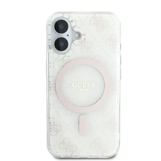 Husa pentru iPhone 16 - Guess IML 4G Background MagSafe (GUHMP16SH4DTEH) - White Husa pentru iPhone 16 - Guess IML 4G Background MagSafe (GUHMP16SH4DTEH) - White