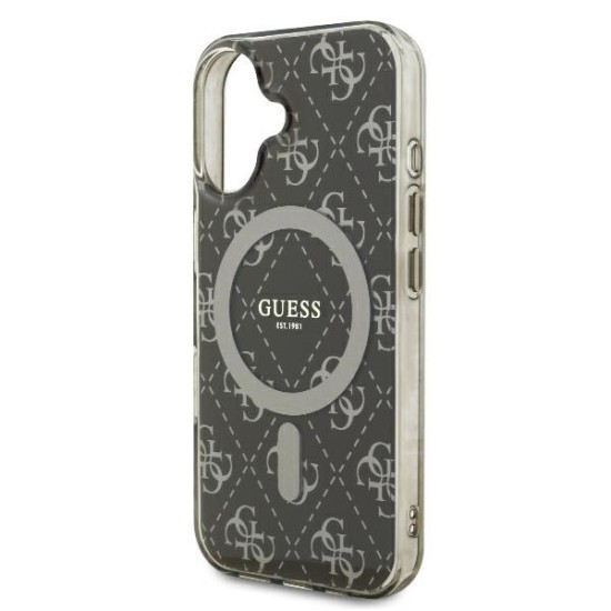 Husa pentru iPhone 16 - Guess IML 4G Background MagSafe (GUHMP16SH4DTEW) - Brown