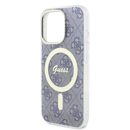 Husa pentru iPhone 16 - Guess IML 4G MagSafe (GUHMP16SH4STB) - Blue