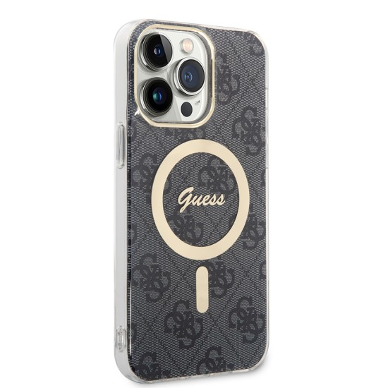 Husa pentru iPhone 16 - Guess IML 4G MagSafe (GUHMP16SH4STK) - Black