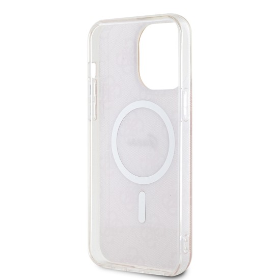 Husa pentru iPhone 16 - Guess IML 4G MagSafe (GUHMP16SH4STP) - Pink