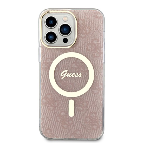 Husa pentru iPhone 16 - Guess IML 4G MagSafe (GUHMP16SH4STP) - Pink