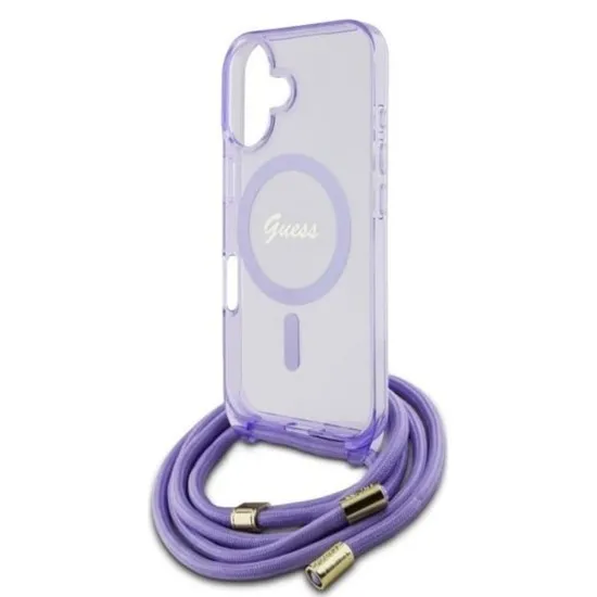 Husa pentru iPhone 16 - Guess IML Crossbody Cord Script MagSafe (GUHMP16SHCTSGNSU) - Purple Husa pentru iPhone 16 - Guess IML Crossbody Cord Script MagSafe (GUHMP16SHCTSGNSU) - Purple