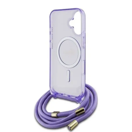 Husa pentru iPhone 16 - Guess IML Crossbody Cord Script MagSafe (GUHMP16SHCTSGNSU) - Purple Husa pentru iPhone 16 - Guess IML Crossbody Cord Script MagSafe (GUHMP16SHCTSGNSU) - Purple