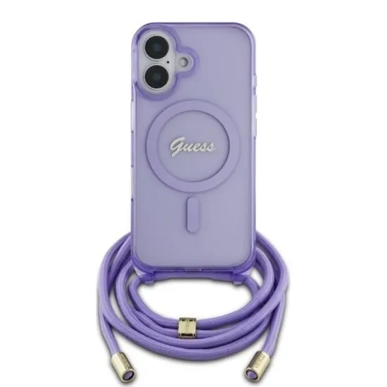 Husa pentru iPhone 16 - Guess IML Crossbody Cord Script MagSafe (GUHMP16SHCTSGNSU) - Purple Husa pentru iPhone 16 - Guess IML Crossbody Cord Script MagSafe (GUHMP16SHCTSGNSU) - Purple