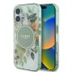 Husa pentru iPhone 16 - Guess IML Flower & Tonal Circle MagSafe (GUHMP16SHFWBDCEN) - Green