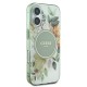 Husa pentru iPhone 16 - Guess IML Flowers with Pearl Strap MagSafe (GUHMP16SHFWBRCESN) - Green