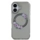 Husa pentru iPhone 16 - Guess IML Flowers Wreath MagSafe (GUHMP16SHFWFCK) - Black