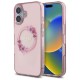 Husa pentru iPhone 16 - Guess IML Flowers Wreath MagSafe (GUHMP16SHFWFCP) - Pink