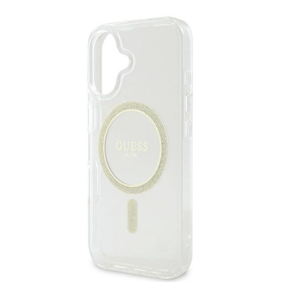 Husa pentru iPhone 16 - Guess IML Glitter Circle MagSafe (GUHMP16SHFGERET) - Clear