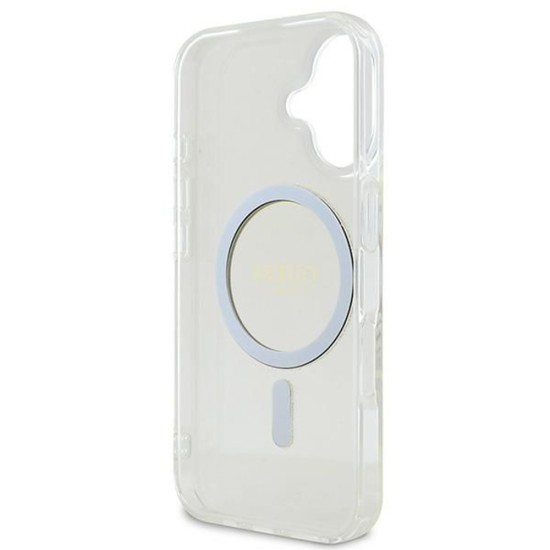 Husa pentru iPhone 16 - Guess IML Glitter Circle MagSafe (GUHMP16SHFGERET) - Clear