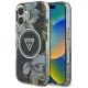 Husa pentru iPhone 16 - Guess IML Metal Glitter Flowers Triangle MagSafe (GUHMP16SHFLPEDK) - Black