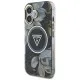 Husa pentru iPhone 16 - Guess IML Metal Glitter Flowers Triangle MagSafe (GUHMP16SHFLPEDK) - Black