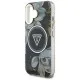 Husa pentru iPhone 16 - Guess IML Metal Glitter Flowers Triangle MagSafe (GUHMP16SHFLPEDK) - Black