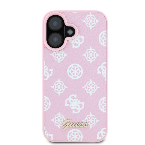 Husa pentru iPhone 16 - Guess Peony Script MagSafe (GUHMP16SPGPYSP) - Pink