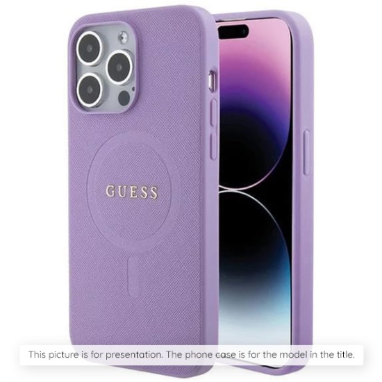 Husa pentru iPhone 16 - Guess Saffiano MagSafe (GUHMP16SPSAHMCU) - Purple