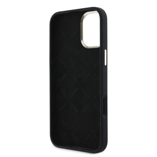 Husa pentru iPhone 16 - Guess Silicone Logo Strass 4G (GUHCP16SM4DGPK) - Black