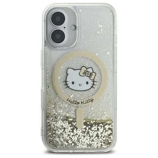 Husa pentru iPhone 16 - Hello Kitty Hardcase Liquid Glitter Fever MagSafe (HKHMP16SLGDIH) - White/Gold Husa pentru iPhone 16 - Hello Kitty Hardcase Liquid Glitter Fever MagSafe (HKHMP16SLGDIH) - White/Gold