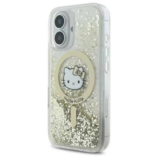 Husa pentru iPhone 16 - Hello Kitty Hardcase Liquid Glitter Fever MagSafe (HKHMP16SLGDIH) - White/Gold Husa pentru iPhone 16 - Hello Kitty Hardcase Liquid Glitter Fever MagSafe (HKHMP16SLGDIH) - White/Gold