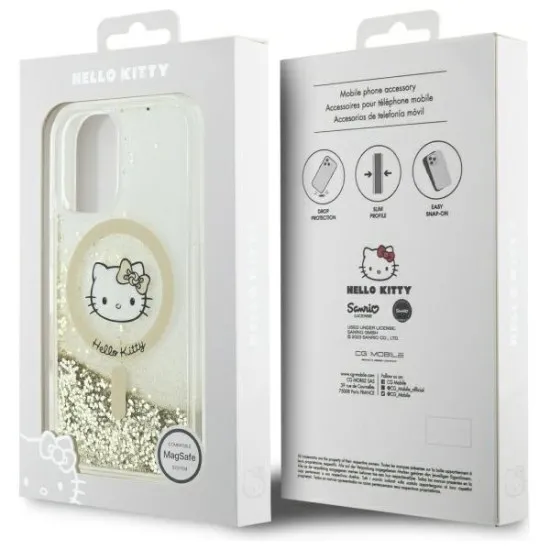 Husa pentru iPhone 16 - Hello Kitty Hardcase Liquid Glitter Fever MagSafe (HKHMP16SLGDIH) - White/Gold Husa pentru iPhone 16 - Hello Kitty Hardcase Liquid Glitter Fever MagSafe (HKHMP16SLGDIH) - White/Gold