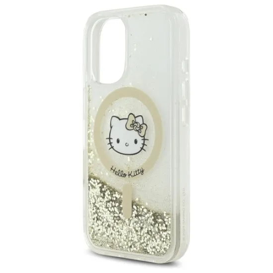 Husa pentru iPhone 16 - Hello Kitty Hardcase Liquid Glitter Fever MagSafe (HKHMP16SLGDIH) - White/Gold Husa pentru iPhone 16 - Hello Kitty Hardcase Liquid Glitter Fever MagSafe (HKHMP16SLGDIH) - White/Gold
