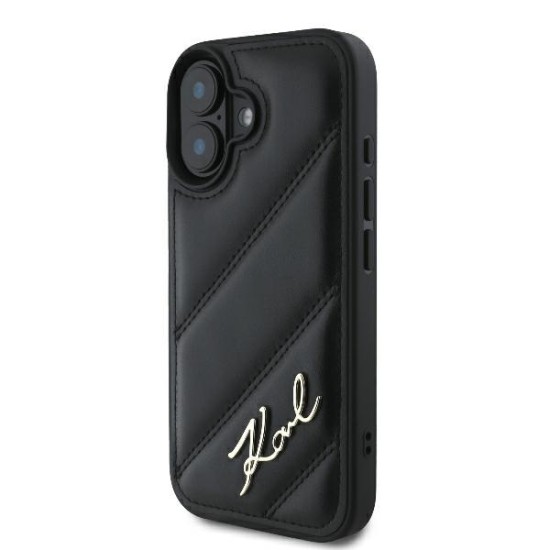 Husa pentru iPhone 16 - Karl Lagerfeld Diagonal Quilted (KLHCP16SPQDSMGK) - Black