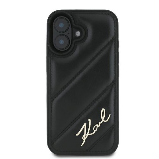 Husa pentru iPhone 16 - Karl Lagerfeld Diagonal Quilted (KLHCP16SPQDSMGK) - Black