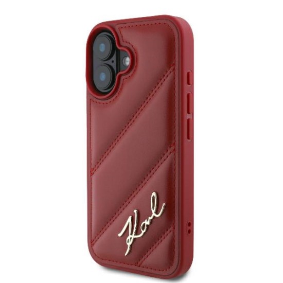 Husa pentru iPhone 16 - Karl Lagerfeld Diagonal Quilted (KLHCP16SPQDSMGR) - Red