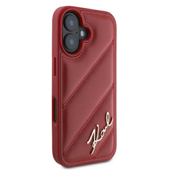 Husa pentru iPhone 16 - Karl Lagerfeld Diagonal Quilted (KLHCP16SPQDSMGR) - Red