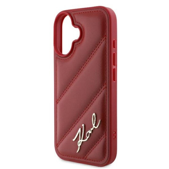 Husa pentru iPhone 16 - Karl Lagerfeld Diagonal Quilted (KLHCP16SPQDSMGR) - Red