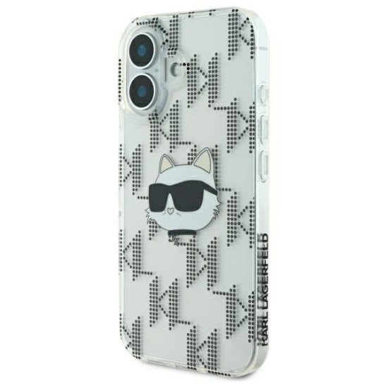 Husa pentru iPhone 16 - Karl Lagerfeld IML Luxury Electroplated (KLHCP16SHKLPCHT) - Transparent Choupette Head