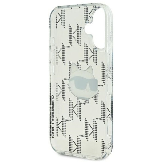 Husa pentru iPhone 16 - Karl Lagerfeld IML Luxury Electroplated (KLHCP16SHKLPCHT) - Transparent Choupette Head