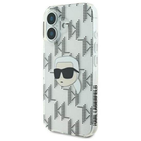 Husa pentru iPhone 16 - Karl Lagerfeld IML Luxury Electroplated (KLHCP16SHKLPKHT) - Transparent Karl Head