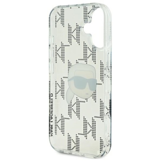 Husa pentru iPhone 16 - Karl Lagerfeld IML Luxury Electroplated (KLHCP16SHKLPKHT) - Transparent Karl Head