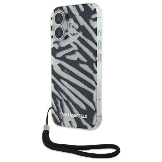 Husa pentru iPhone 16 - Karl Lagerfeld IML Luxury (KLHCP16SHZBPKCCK) - Zebra Pattern&Cord