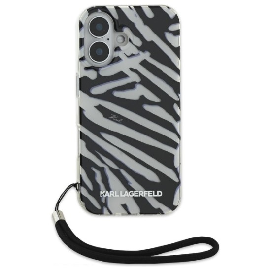 Husa pentru iPhone 16 - Karl Lagerfeld IML Luxury (KLHCP16SHZBPKCCK) - Zebra Pattern&Cord