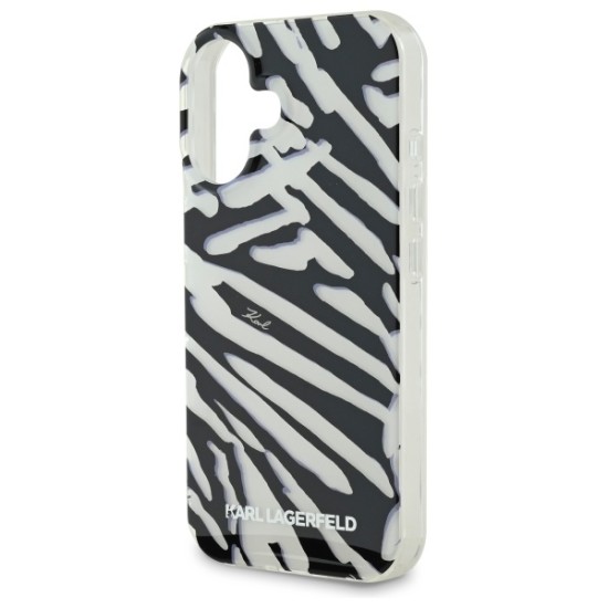 Husa pentru iPhone 16 - Karl Lagerfeld IML Luxury (KLHCP16SHZBPKCCK) - Zebra Pattern&Cord