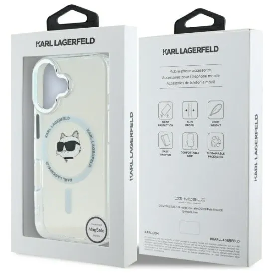 Husa pentru iPhone 16 - Karl Lagerfeld IML MagSafe (KLHMP16SHLSCHH) - White Choupette`s Head Husa pentru iPhone 16 - Karl Lagerfeld IML MagSafe (KLHMP16SHLSCHH) - White Choupette`s Head