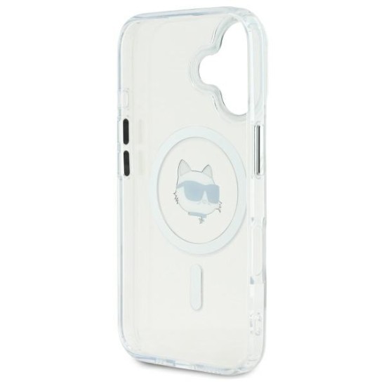 Husa pentru iPhone 16 - Karl Lagerfeld IML MagSafe (KLHMP16SHLSCHH) - White Choupette`s Head