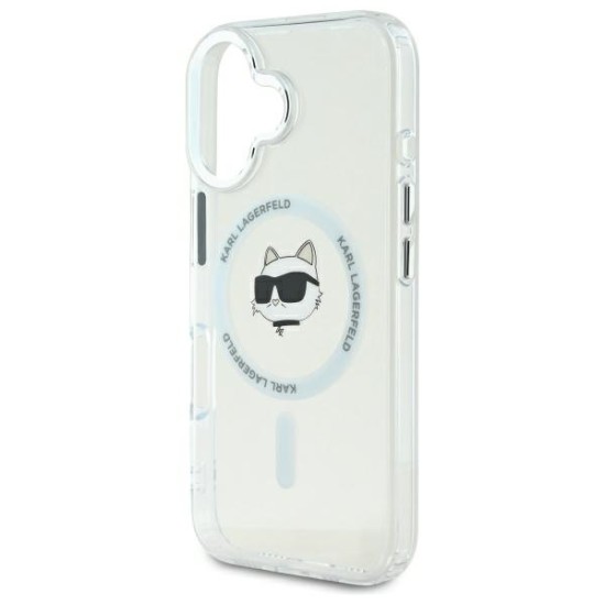 Husa pentru iPhone 16 - Karl Lagerfeld IML MagSafe (KLHMP16SHLSCHH) - White Choupette`s Head