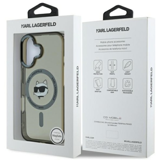 Husa pentru iPhone 16 - Karl Lagerfeld IML MagSafe (KLHMP16SHLSCHK) - Choupette`s Head