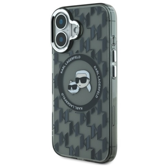 Husa pentru iPhone 16 - Karl Lagerfeld IML MagSafe (KLHMP16SHMCKMHK) - Monogram Karl&Choupette Head