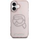 Husa pentru iPhone 16 - Karl Lagerfeld IML Rhinestones (KLHCP16SHKHDCELP) - Pink Karl Head