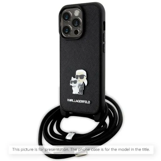 Husa pentru iPhone 16 - Karl Lagerfeld Saffiano Crossbody (KLHCP16SSAKCPBK) - Metal Pin Karl&Choupette Husa pentru iPhone 16 - Karl Lagerfeld Saffiano Crossbody (KLHCP16SSAKCPBK) - Metal Pin Karl&Choupette