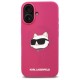 Husa pentru iPhone 16 - Karl Lagerfeld Silicone MagSafe (KLHMP16SSCHPPLF) - Fuchsia Choupette Head