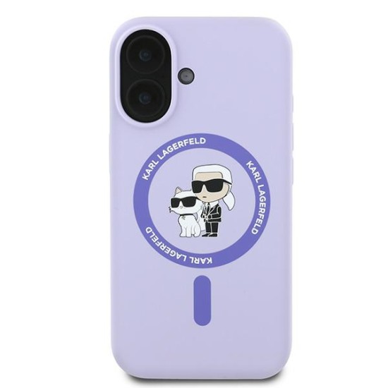 Husa pentru iPhone 16 - Karl Lagerfeld Silicone MagSafe (KLHMP16SSCMKCRHU) - Purple Karl&Choupette