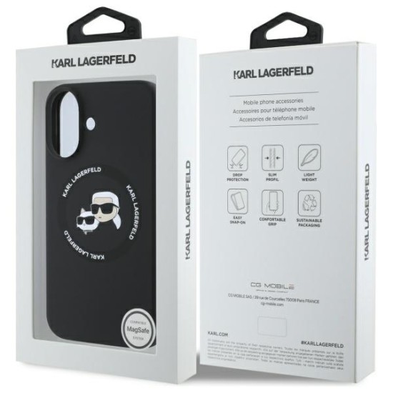 Husa pentru iPhone 16 - Karl Lagerfeld Silicone MagSafe (KLHMP16SSKCHTCK) - Karl&Choupette Head