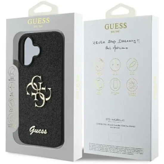 Husa pentru iPhone 16 Plus - Guess Glitter Fixed Big 4G (GUHCP16MHG4SGK) - Black