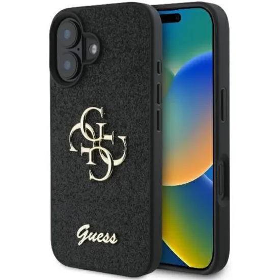 Husa pentru iPhone 16 Plus - Guess Glitter Fixed Big 4G (GUHCP16MHG4SGK) - Black