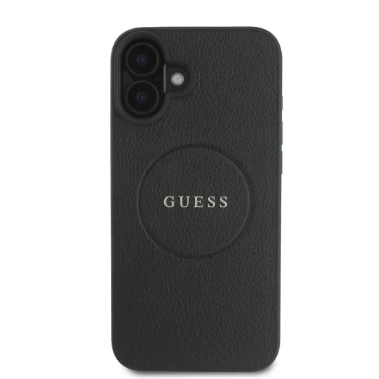 Husa pentru iPhone 16 Plus - Guess Grained Gold Ring MagSafe (GUHMP16MPGHSMMK) - Black Husa pentru iPhone 16 Plus - Guess Grained Gold Ring MagSafe (GUHMP16MPGHSMMK) - Black